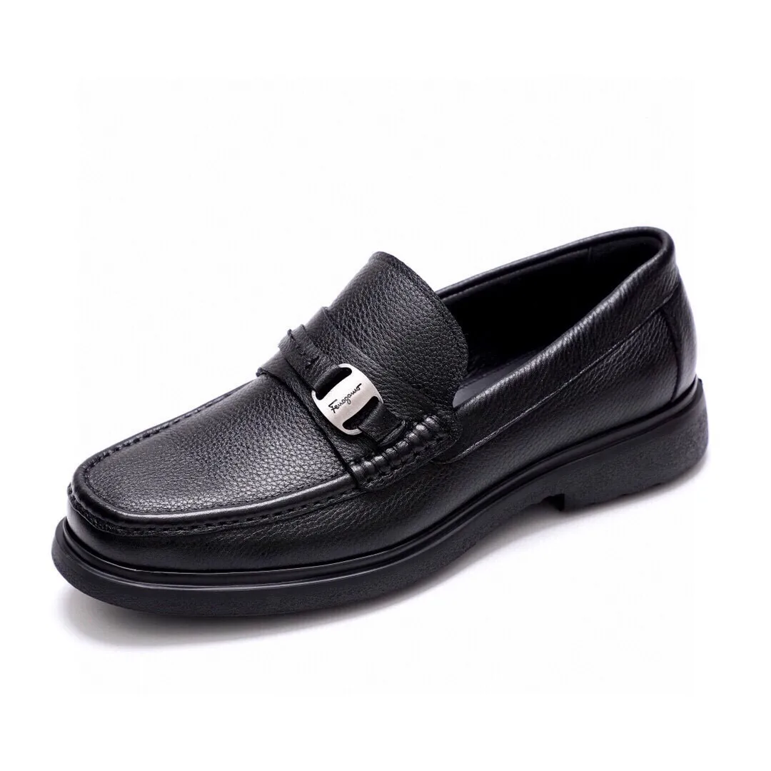 Men's shoes 💰520 💐[Ferragamo/Ferragamo] New 🐲Ferragamo* Ferragamo classic formal leather shoes! It uses imported first-layer pebbled cowhide leather upper + luxurious hardware buckle, and the inner first-layer comfortable cowhide leather lining! Original rubber outsole! Code number 38-44 (45🉑️customized)